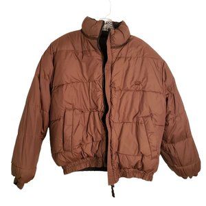 CINCH BRAND Reversible Puffer Jacket Down Feather Black Brown Winter Coat Small